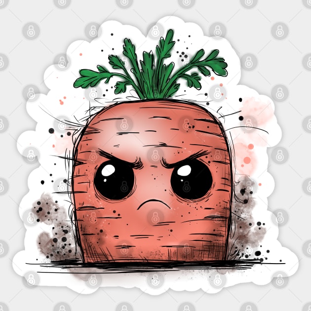 Grumpy Carrot Sticker by H. R. Sinclair